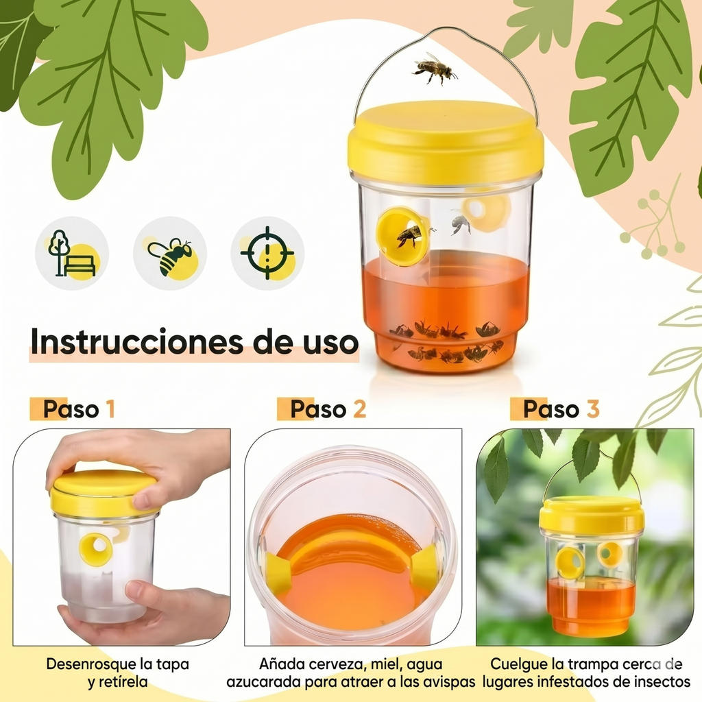Kyzau Trampa Avispas™ — Trampa Reutilizable Anti-Avispas y Avispones